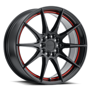 Ruff SPEEDSTER Gloss Black W/ Red Stripe 18x8 +38 5x108|5x114.3mm 72.1mm - WheelWiz