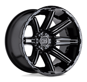 Black Rhino RAMPAGE Gloss Black W/ Mirror Cut Face 20x9.5 +12 5x150mm 110.1mm - Wheelwiz