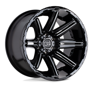 Black Rhino RAMPAGE Gloss Black W/ Mirror Cut Face & Translucent Clear 20x12 -44 6x139.7mm 112.1mm - WheelWiz