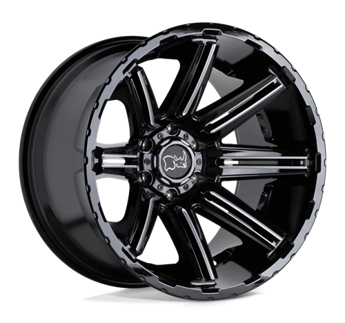 Black Rhino RAMPAGE Gloss Black W/ Mirror Cut Face & Translucent Clear 20x9.5 +12 6x139.7mm 112.1mm - WheelWiz