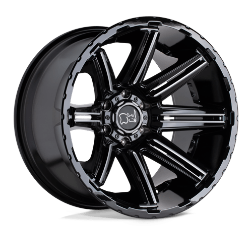 Black Rhino RAMPAGE Gloss Black W/ Mirror Cut Face 20x12 -44 8x165.1mm 125.1mm - Wheelwiz