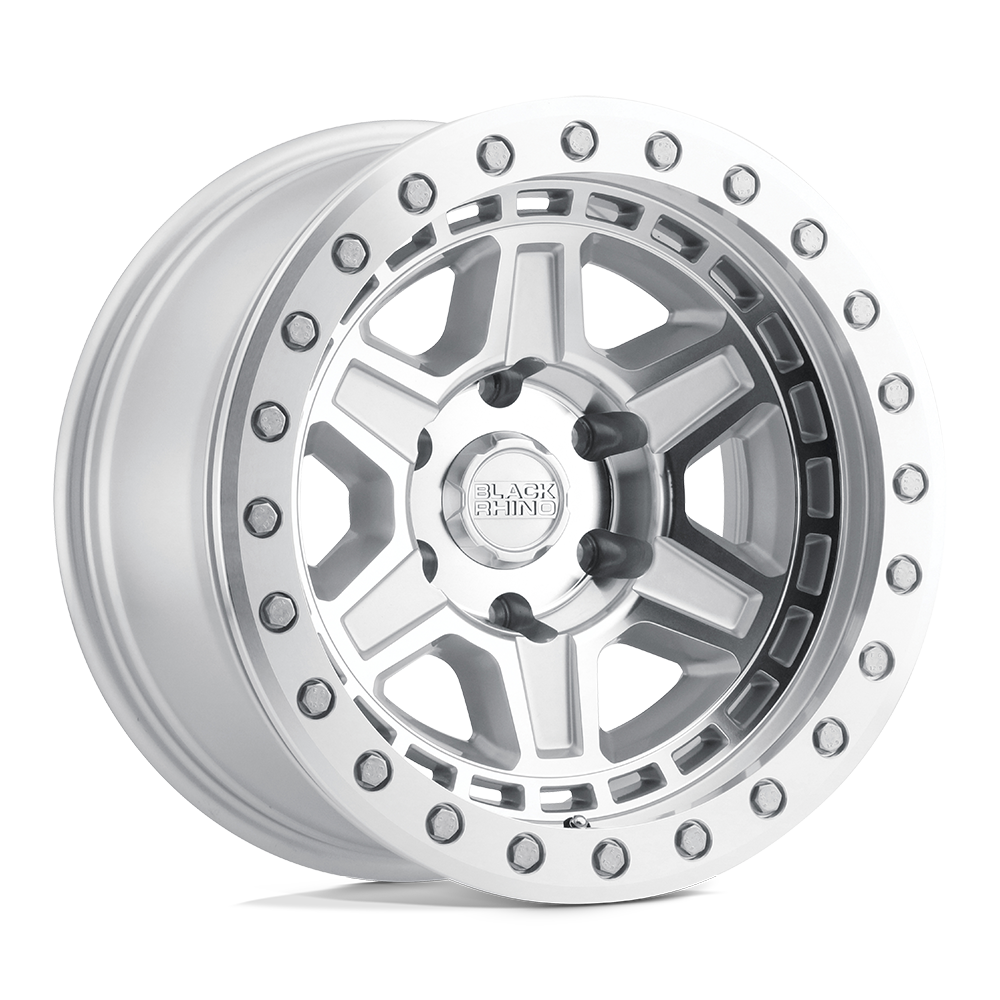 Black Rhino RENO Silver W/ Mirror Face &amp; Silver Bolts 17x8.5 0 6x135mm 87.1mm - WheelWiz
