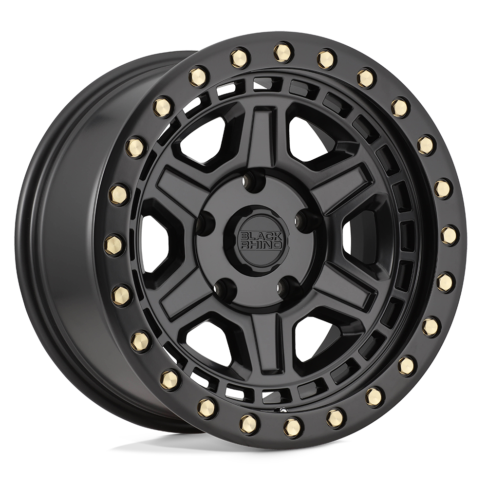 Black Rhino RENO Matte Black W/ Brass Bolts 17x8.5 -38 5x127mm 71.5mm - WheelWiz