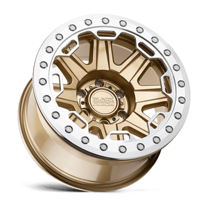 Black Rhino RIFT BEADLOCK Matte Gold W/ Machined Ring 17x8.5 -38 5x127mm 71.5mm - WheelWiz