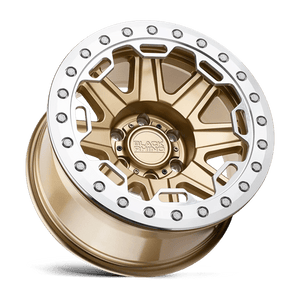 Black Rhino RIFT BEADLOCK Matte Gold W/ Machined Ring 17x8.5 -30 6x139.7mm 112.1mm - Wheelwiz