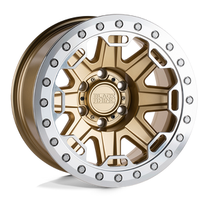 Black Rhino RIFT BEADLOCK Matte Gold W/ Machined Ring 17x8.5 -38 8x170mm 125.1mm - WheelWiz