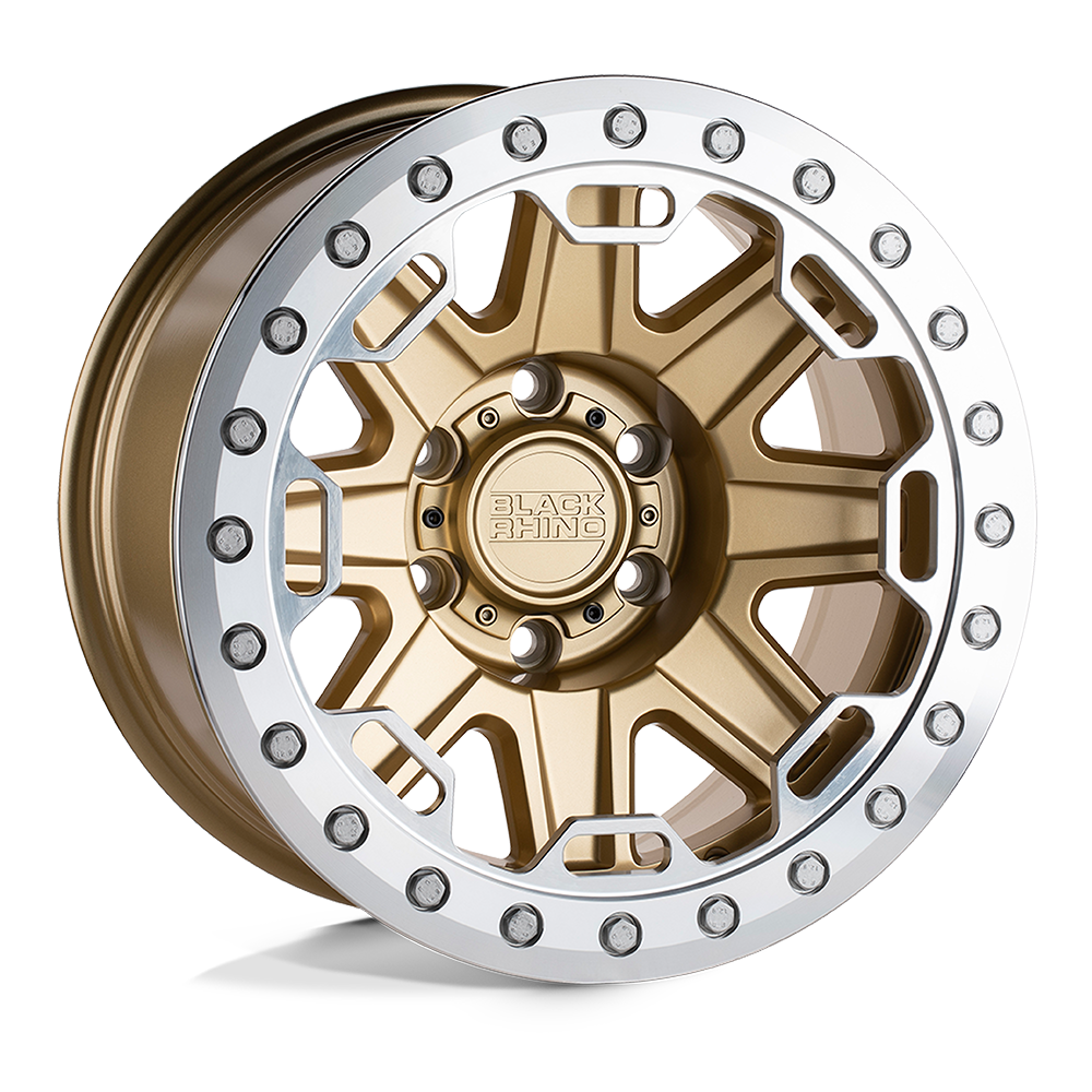 Black Rhino RIFT BEADLOCK Matte Gold W/ Machined Ring 17x8.5 -38 8x165.1mm 125.1mm - WheelWiz
