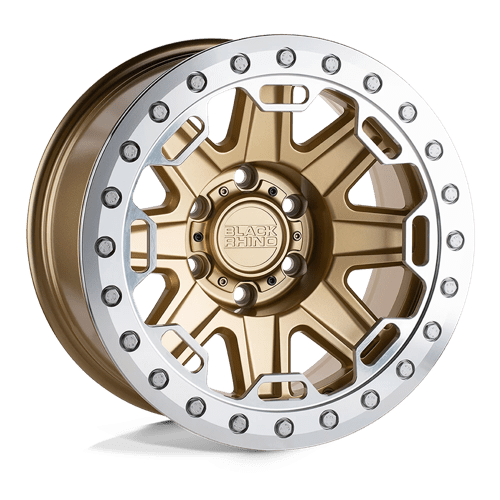 Black Rhino RIFT BEADLOCK Matte Gold W/ Machined Ring 17x8.5 -38 8x170mm 125.1mm - WheelWiz