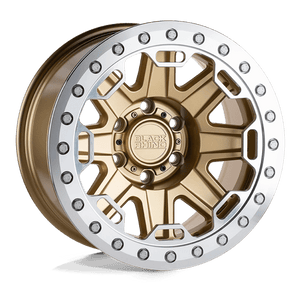 Black Rhino RIFT BEADLOCK Matte Gold W/ Machined Ring 17x8.5 -38 5x114.3mm 71.5mm - Wheelwiz