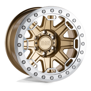 Black Rhino RIFT BEADLOCK Matte Gold W/ Machined Ring 17x8.5 -38 5x127mm 71.5mm - WheelWiz