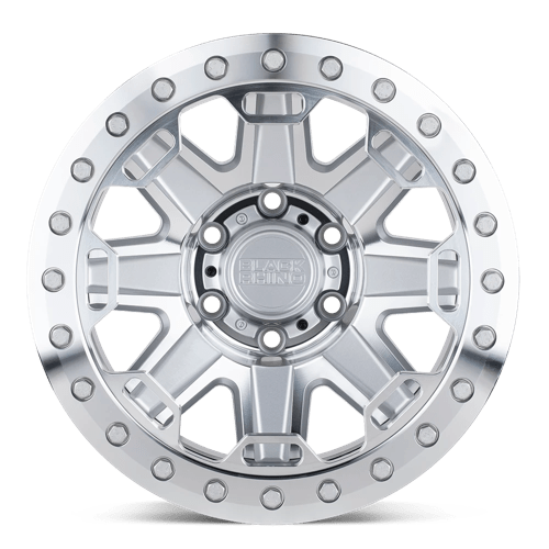 Black Rhino RIFT BEADLOCK Silver W/ Mirror Face &amp; Machined Ring 17x8.5 -38 5x127mm 71.5mm - WheelWiz