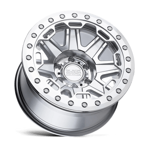 Black Rhino RIFT BEADLOCK Silver W/ Mirror Face & Machined Ring 17x8.5 -38 5x127mm 71.5mm - WheelWiz