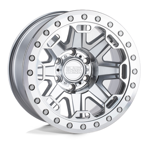 Black Rhino RIFT BEADLOCK Silver W/ Mirror Face & Machined Ring 17x8.5 -38 5x114.3mm 71.5mm - WheelWiz