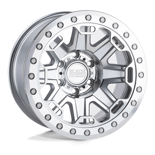 Black Rhino RIFT BEADLOCK Silver W/ Mirror Face &amp; Machined Ring 17x8.5 -30 6x139.7mm 112.1mm - WheelWiz