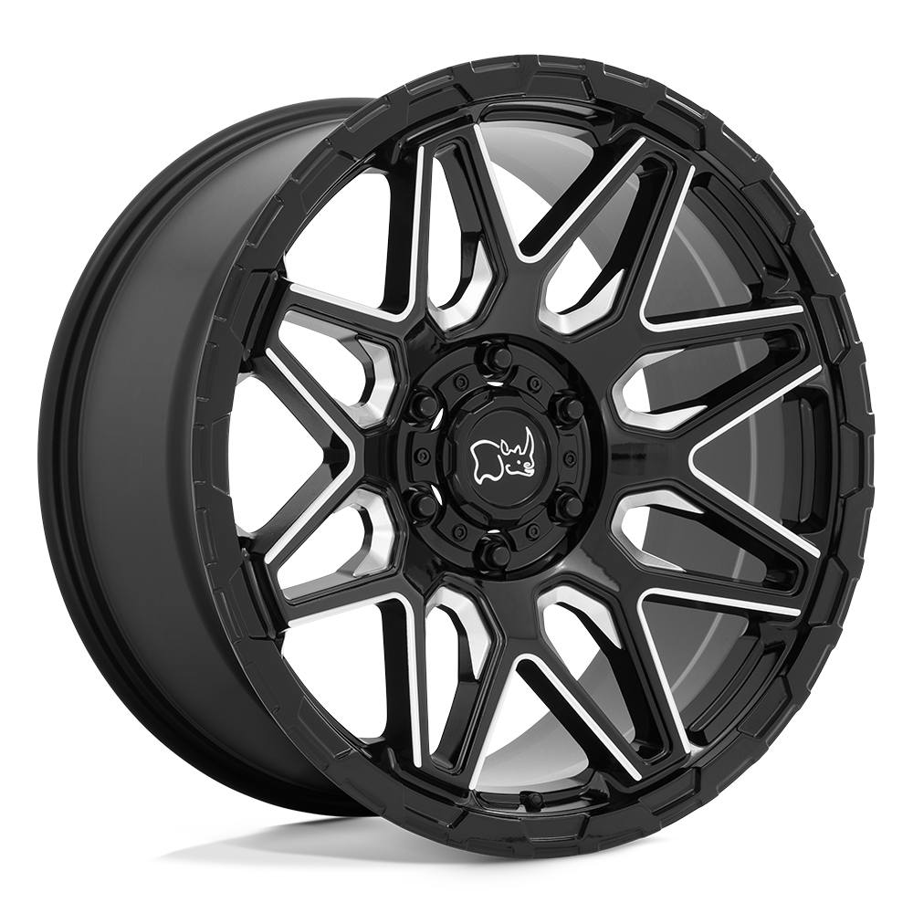 Black Rhino SHOCKWAVE Gloss Black With Milled Spokes 20x12 -44 8x170mm 125.1mm - WheelWiz