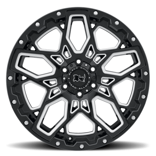Black Rhino SHRAPNEL Gloss Black W/ Milled Spokes 18x9.5 -18 5x127mm 71.5mm - Wheelwiz
