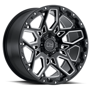 Black Rhino SHRAPNEL Gloss Black W/ Milled Spokes 18x9.5 +12 6x135mm 87.1mm - WheelWiz