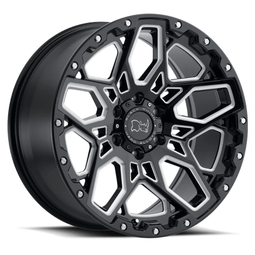 Black Rhino SHRAPNEL Gloss Black W/ Milled Spokes 20x9.5 +12 5x150mm 110.1mm - Wheelwiz