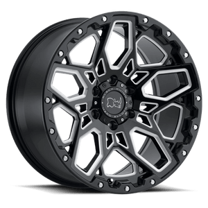 Black Rhino SHRAPNEL Gloss Black W/ Milled Spokes 17x9.5 +12 6x135mm 87.1mm - Wheelwiz