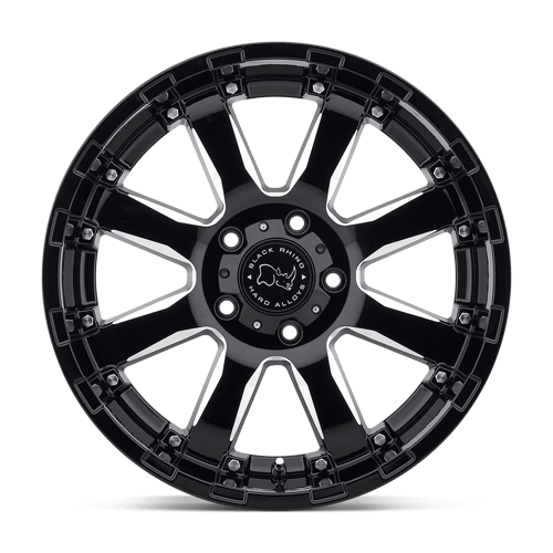 Black Rhino SIERRA Gloss Black W/ Milled Spokes 17x9 +12 8x165.1mm 122.4mm - Wheelwiz