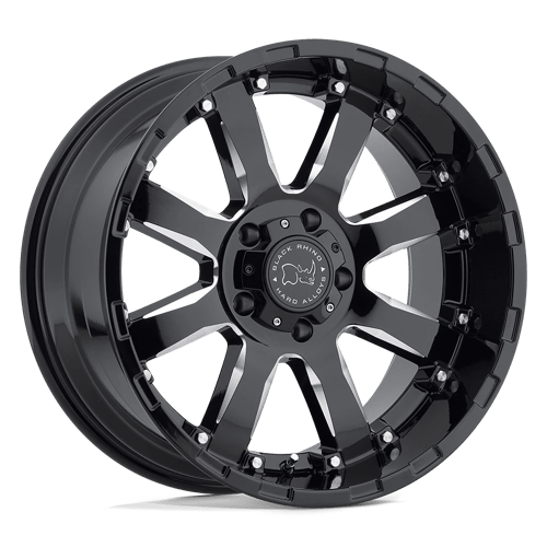 Black Rhino SIERRA Gloss Black W/ Milled Spokes 22x10 +12 8x170mm 125.1mm - Wheelwiz