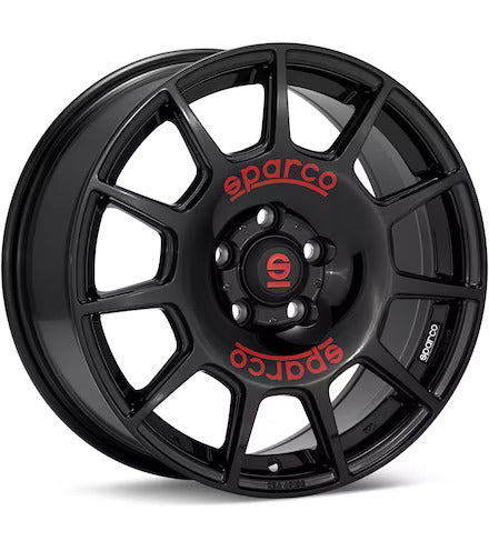 SPARCO TERRA 17x7.5 +45 5x114.3 CUSTOM GLOSS BLACK+RED LETTERING