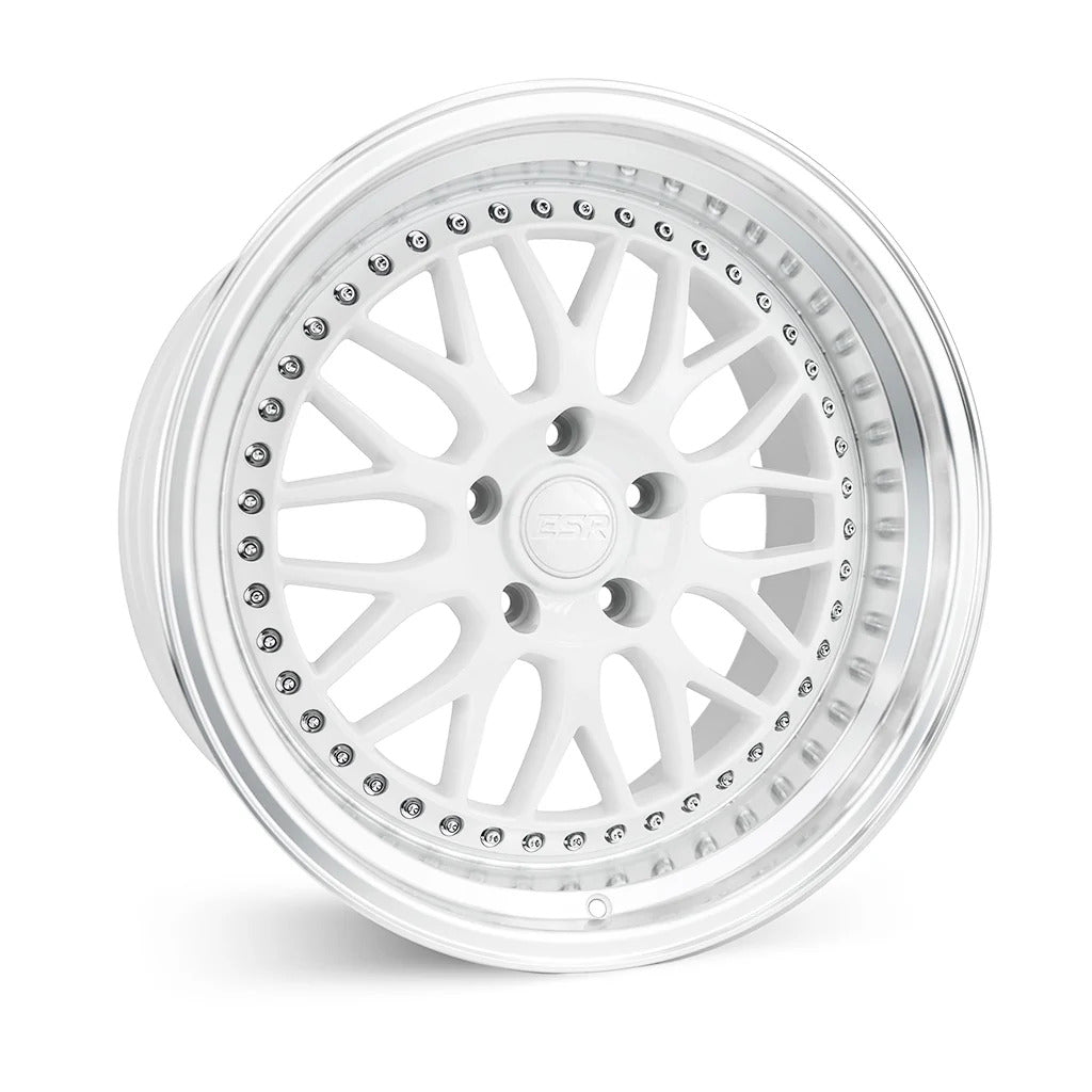 ESR Wheels SR01 GLOSS WHITE / Machined Lip 18x9.5 +22 Custommm 72.6mm - Wheelwiz