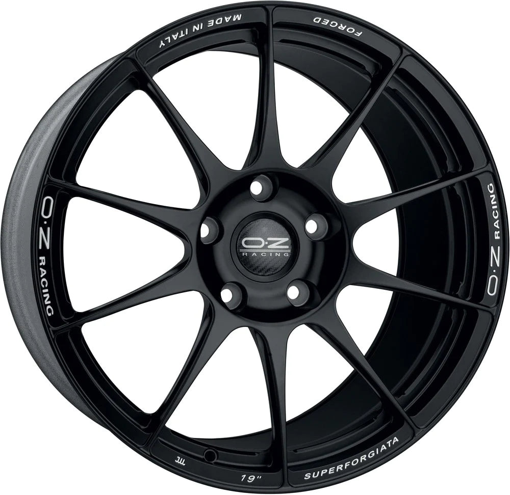 OZ SUPERFORGIATA 19x10 +30 5x112 66.60 MATT BLACK CON SCRITTE DI FRESATURA - WheelWiz