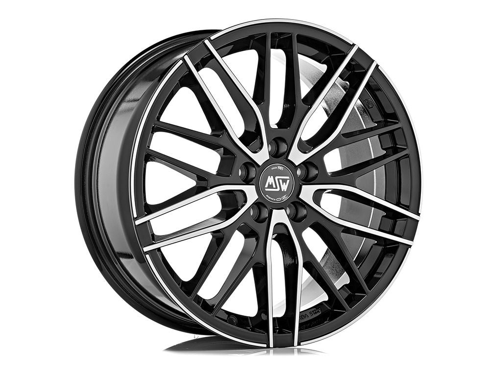 MSW 72 GLOSS BLACK FULL POLISHED 18x8 +42 5x112mm 73mm - Wheelwiz