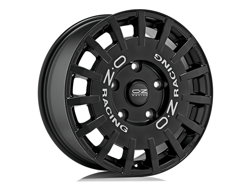 OZ Racing RALLY RACING VAN MATT BLACK SILVER LETTERING 18x8 +45 5x112mm 0mm - Wheelwiz