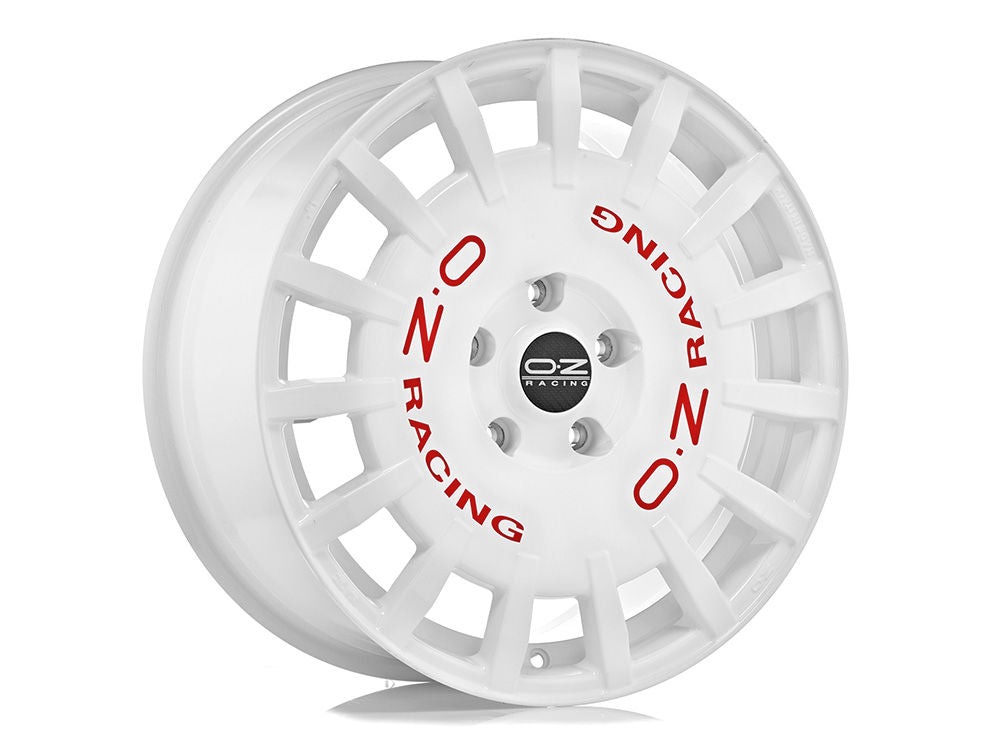 OZ Racing RALLY RACING RACE WHITE RED LETTERING 18x8 +45 5x100mm 68mm - Wheelwiz