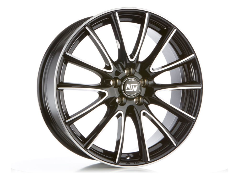 MSW 86 GLOSS BLACK FULL POLISHED 17x7.5 +45 5x108mm 73mm - Wheelwiz