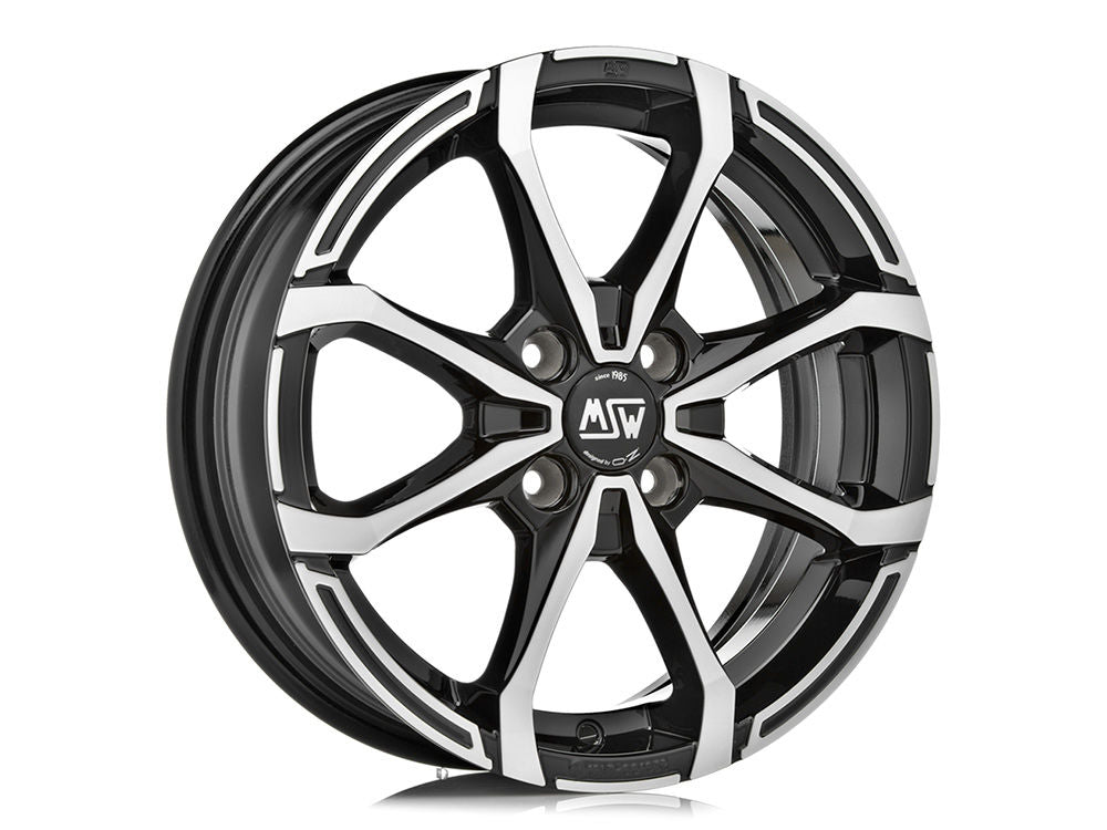 MSW X4 GLOSS BLACK FULL POLISHED 15x5.5 +42 4x100mm 0mm - Wheelwiz
