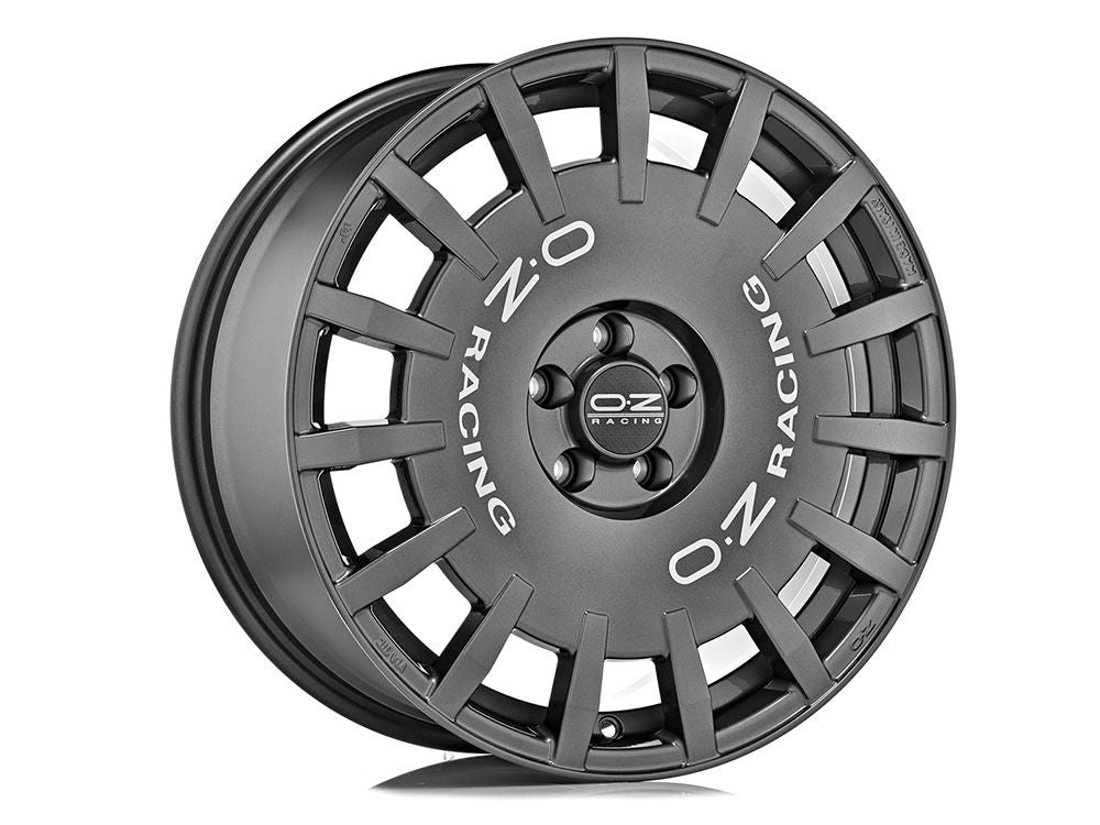 OZ Racing RALLY RACING DARK GRAPHITE SILVER LETTERING 18x7.5 +46 5x112mm 0mm - Wheelwiz