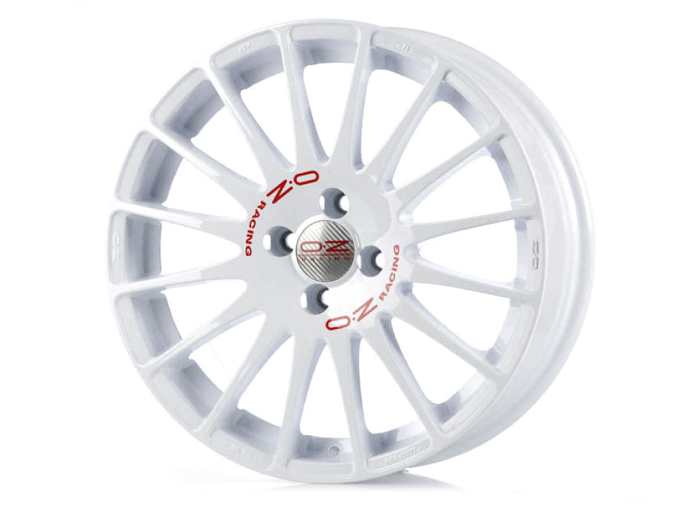 OZ Racing SUPERTURISMO WRC RACE WHITE RED LETTERING 15x6.5 +25 4x108mm 0mm - Wheelwiz