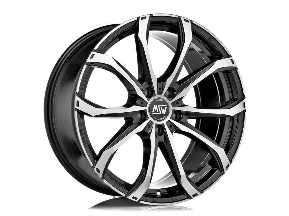 MSW 48 GLOSS BLACK FULL POLISHED 20x8.5 +45 5x114.3mm 73mm - Wheelwiz