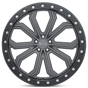 Black Rhino TRABUCO Matte Gunmetal W/ Black Ring & Silver Bolts 17x8 +25 5x120mm 76.1mm - WheelWiz