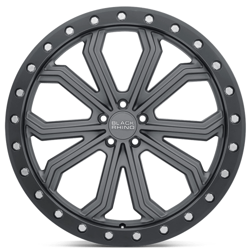 Black Rhino TRABUCO Matte Gunmetal W/ Black Ring &amp; Silver Bolts 18x8 +25 5x120mm 76.1mm - WheelWiz