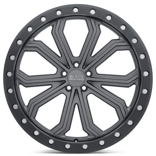 Black Rhino TRABUCO M-gunmetal W/ Black Rg & Slvr 22x10 +30 5x120mm 76.1mm - Wheelwiz