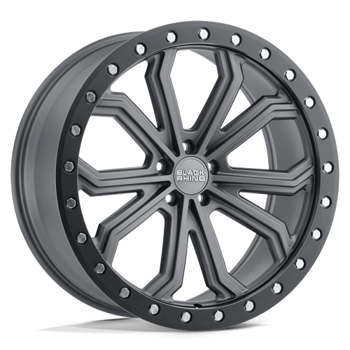 Black Rhino TRABUCO Matte Gunmetal W/ Black Ring &amp; Silver Bolts 20x10 +35 5x130mm 84.1mm - WheelWiz