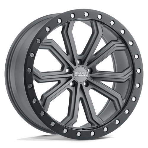 Black Rhino TRABUCO M-gunmetal W/ Black Rg &amp; Slvr 18x8 +35 5x114.3mm 76.1mm - Wheelwiz