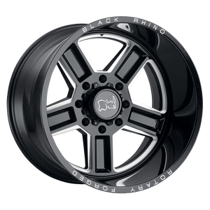 Black Rhino CANON Gloss Black W/ Milled Spokes 20x11.5 -44 6x139.7mm 112.1mm - WheelWiz