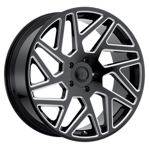 Black Rhino CYCLONE Gloss Black W/ Milled Spokes 22x9.5 +25 5x150mm 110.1mm - WheelWiz