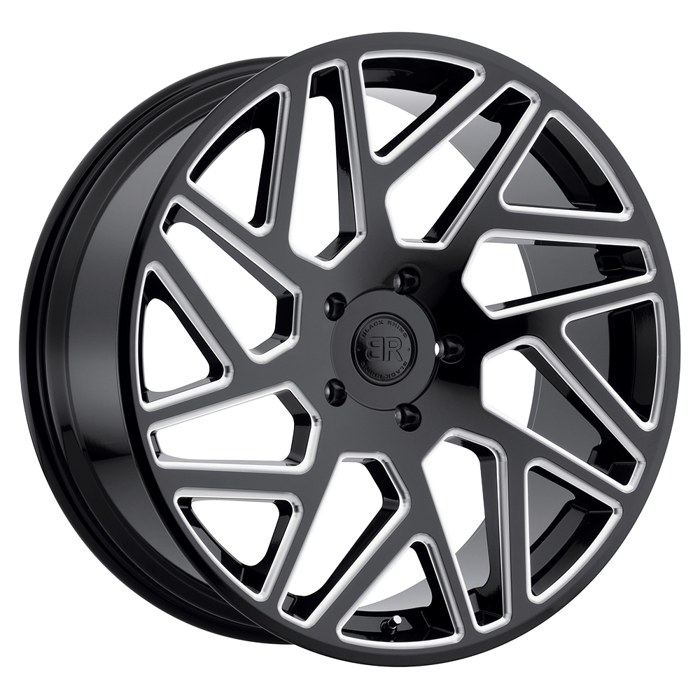 Black Rhino CYCLONE Gloss Black W/ Milled Spokes 20x9 +30 5x127mm 71.5mm - WheelWiz