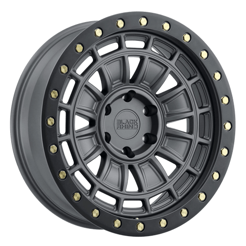 Black Rhino DALTON Matte Gunmetal W/ Black Lip Edge & Brass Bolts 20x9.5 -12 5x127mm 71.5mm - WheelWiz