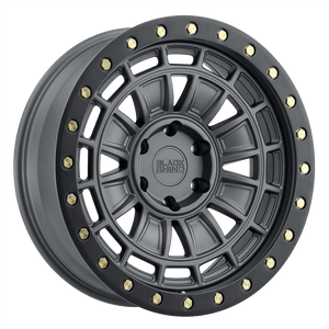 Black Rhino DALTON Matte Gunmetal W/ Black Lip Edge & Brass Bolts 17x9.5 -12 5x127mm 71.5mm - WheelWiz