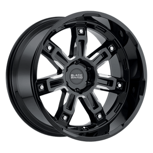 Black Rhino LOCKER Gloss Black W/ Milled Spokes 20x11.5 -44 5x127mm 71.5mm - WheelWiz