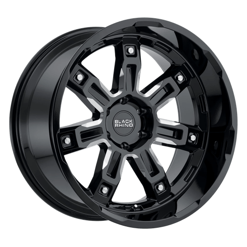 Black Rhino LOCKER Gloss Black W/ Milled Spokes 20x8.5 +30 5x114.3mm 76.1mm - WheelWiz