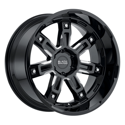 Black Rhino LOCKER Gloss Black W/ Milled Spokes 22x11.5 -44 6x139.7mm 108mm - Wheelwiz