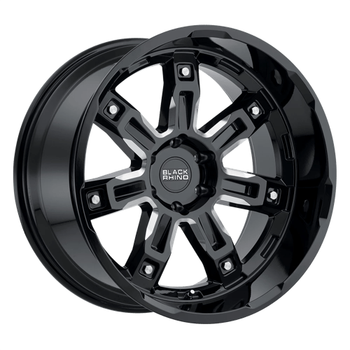 Black Rhino LOCKER Gloss Black W/ Milled Spokes 20x9.5 +12 6x135mm 87.1mm - WheelWiz